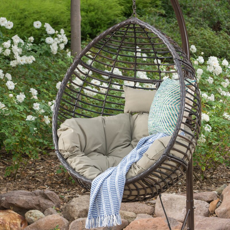 Weller Outdoor Wicker Basket Swing Chair with Stand & Reviews | Joss & Main